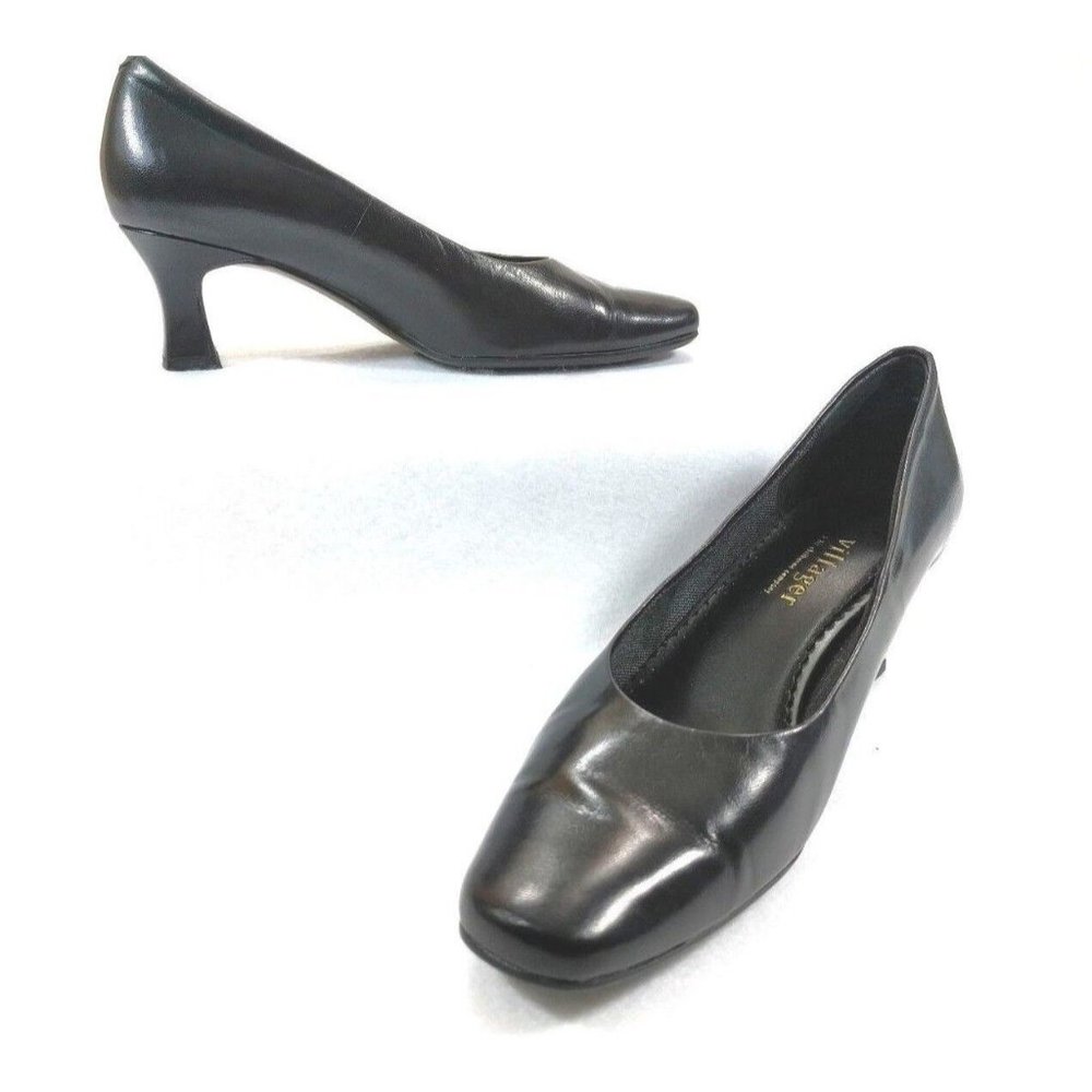 Villager Womens Block Heels Black Shoes Size US 6M